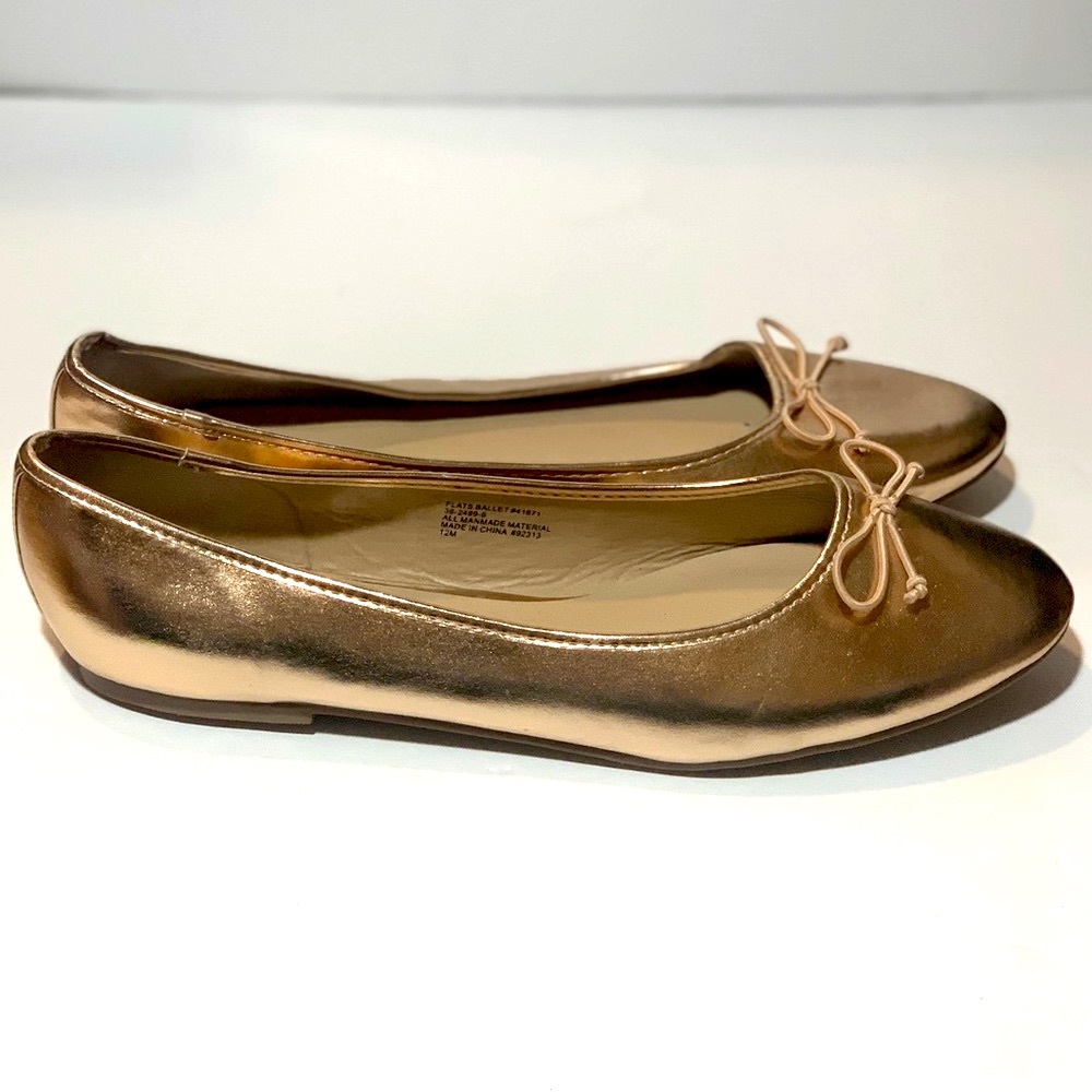 Pinkish Gold Metallic Ellos Ballet Flat Womens Size 12